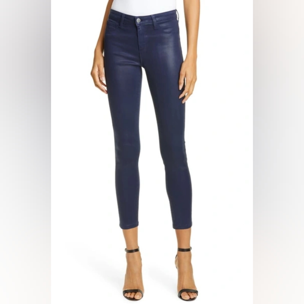 L'Agence Margot high rise skinny jeans navy coated size 31